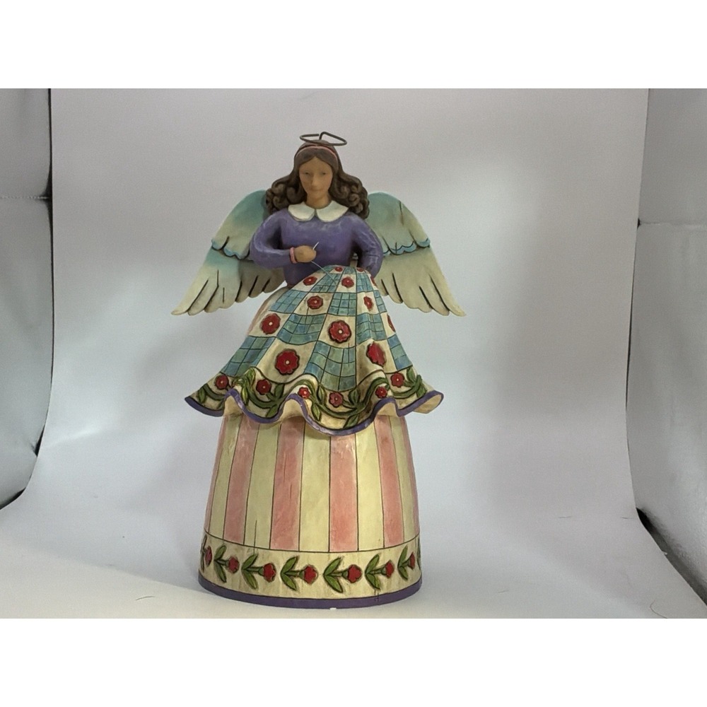 Jim Shore Heartwood Creek "Stitched With‎ Love" Quilting Angel 2006 Refurbished